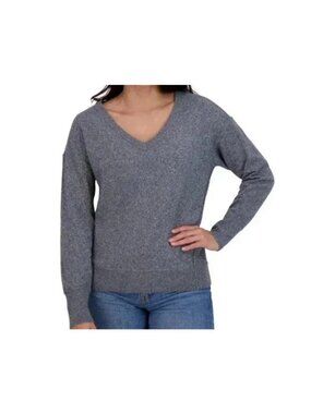NWT Lucky Brand Women's M Gray V-Neck Sweater Polyester Blend